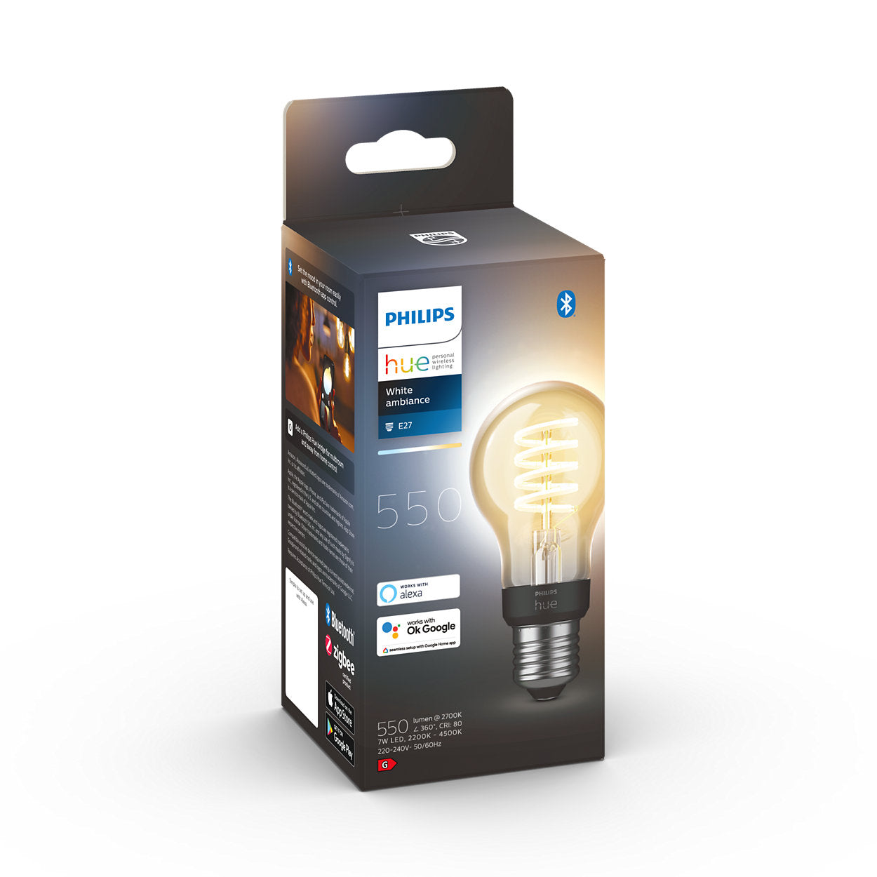 Hue White Ambiance sijalka Filament A60 7W E27