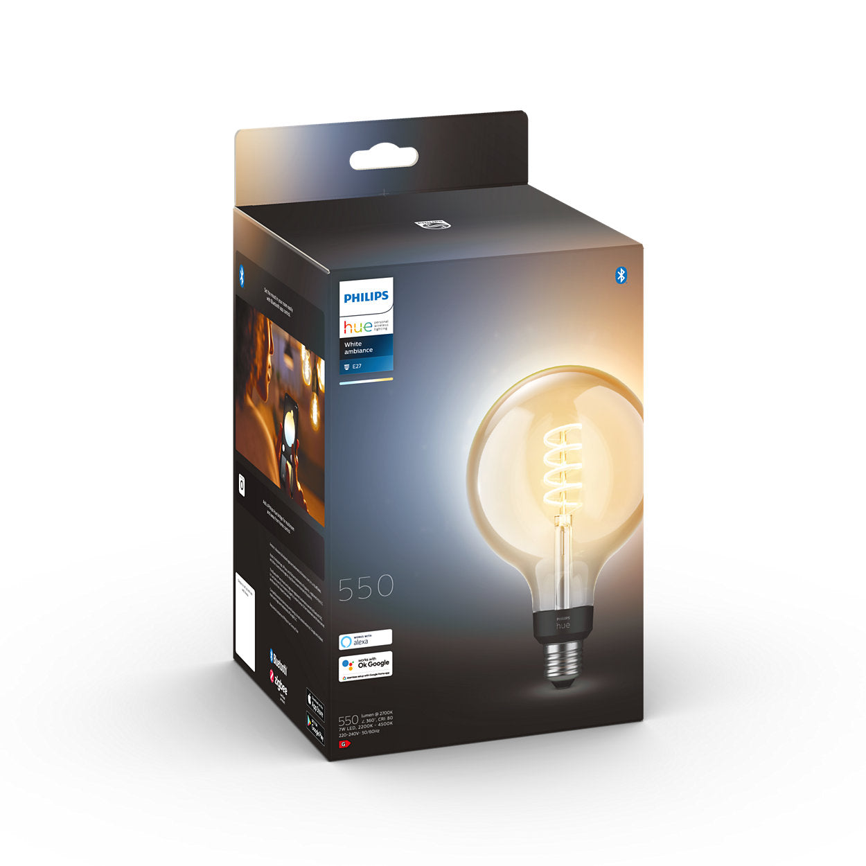 Hue White Ambiance sijalka Filament G125 7W E27