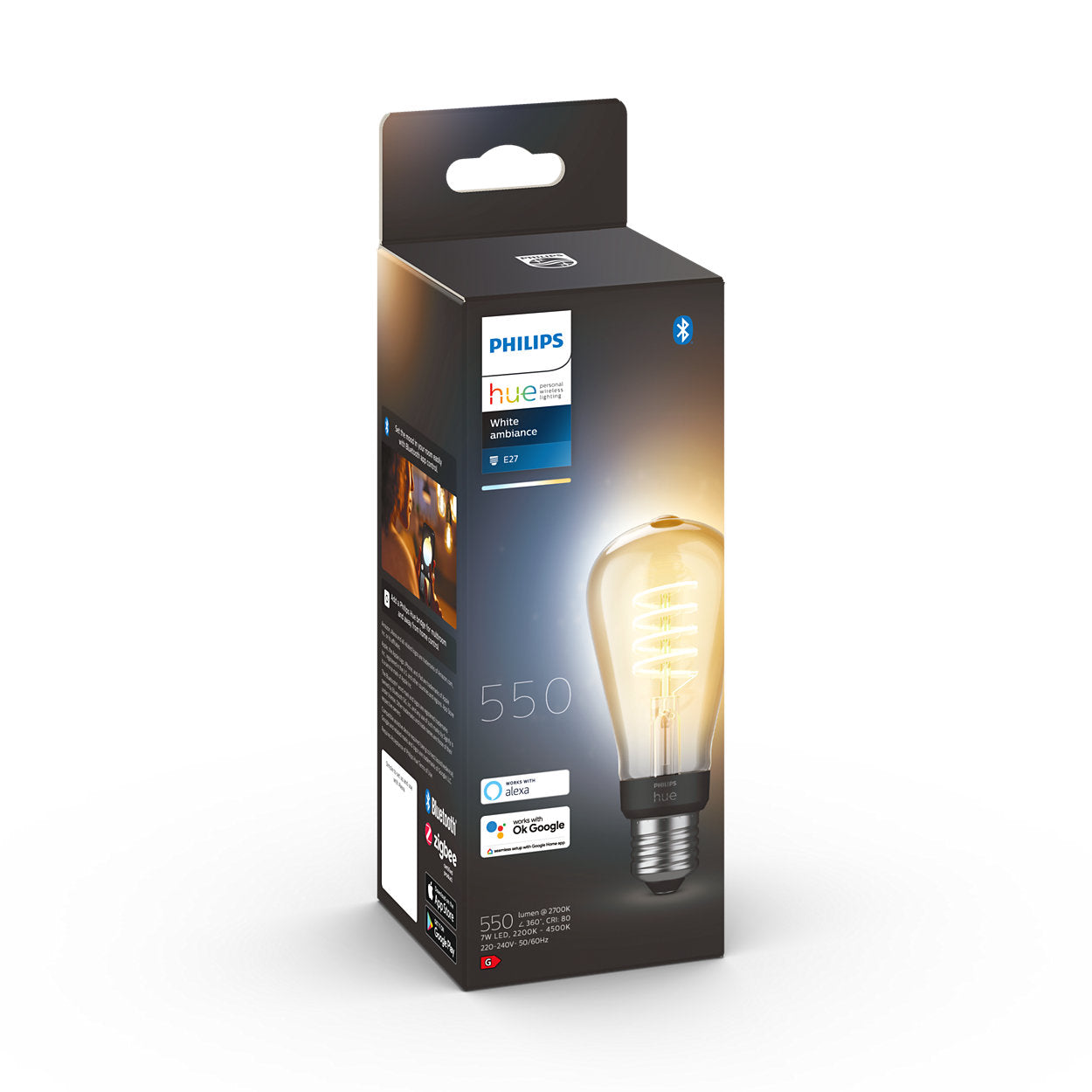 Hue White Ambiance sijalka Filament ST64 7W E27