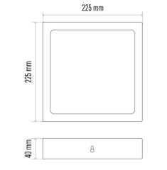 LED panel nadometni kvadratni 18W 4000K 225mm