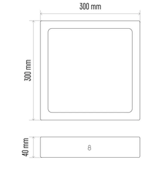 LED panel nadometni kvadratni 24W 3000K 300mm