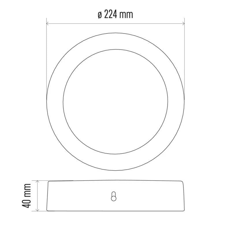 LED panel nadometni okrogel 18W 3000K bel 224mm