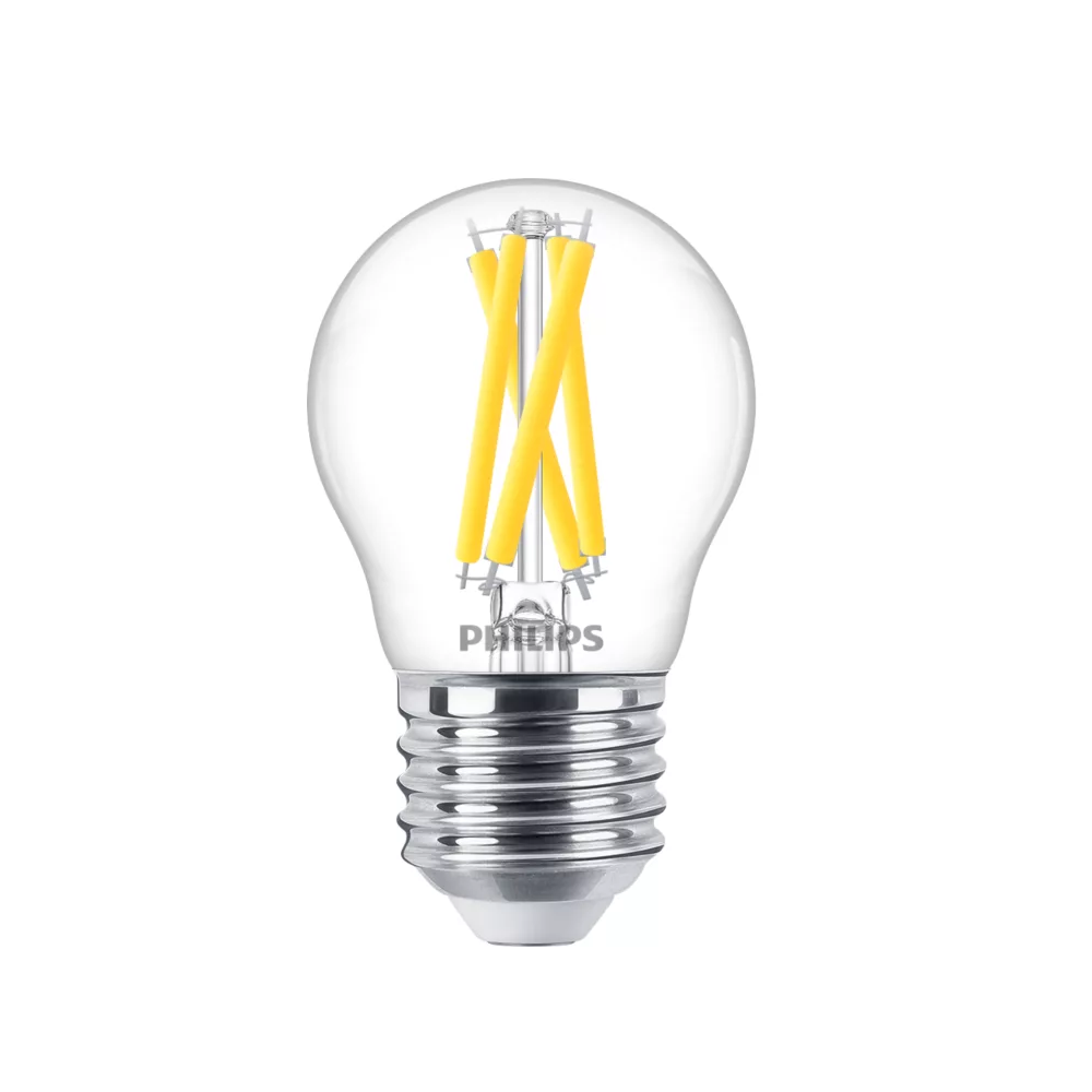 Sijalka Philips LED E27 3,4W-40W 470lm 2700K - 2200K P45 prozorna WarmGlow dimmable / zatemnilna