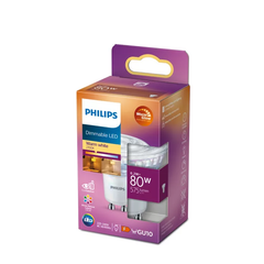 Sijalka Philips LED GU10 6,2W-80W 575lm 2700K - 2200K CRI 90 PAR16 36° WarmGlow dimmable / zatemnilna