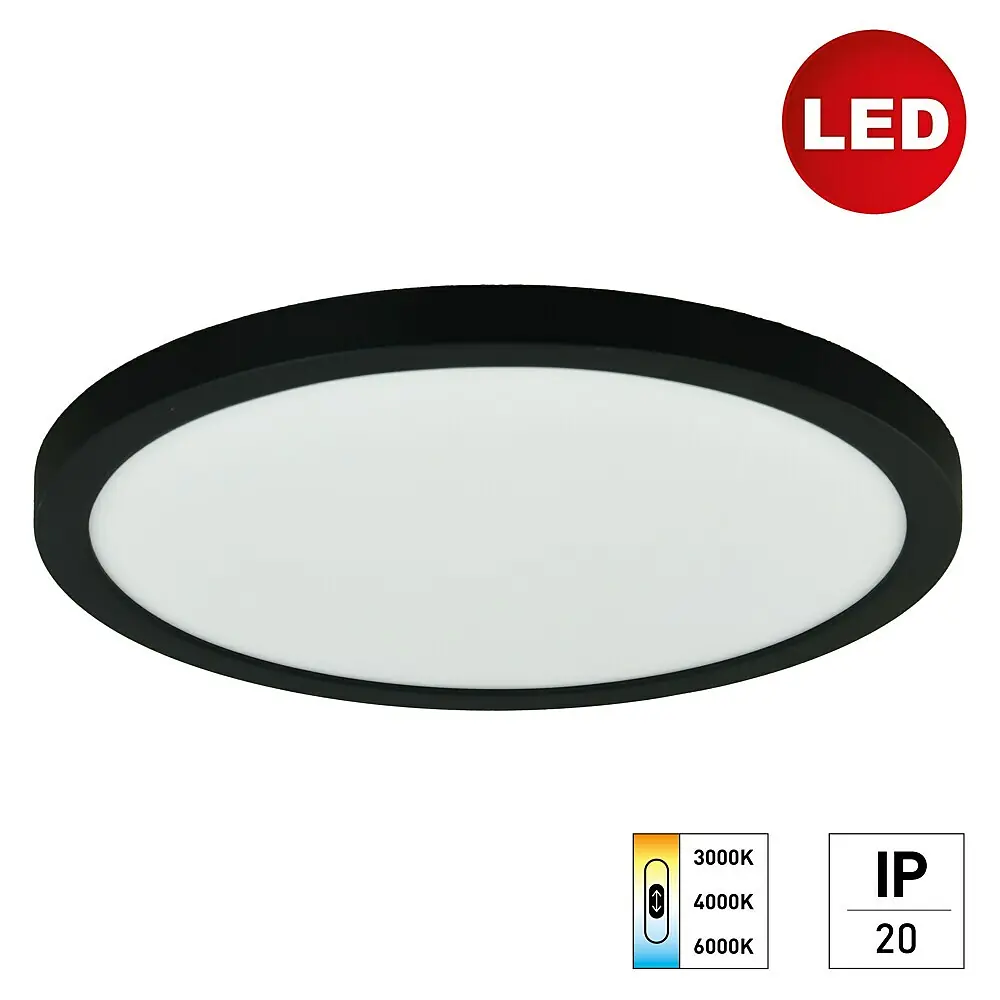 Svetilka E2 LED stropna / vgradna Space multiwatt 24W CCT 3200lm 300mm okrogla črna
