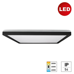 Svetilka E2 LED stropna / stenska Twice 2 24W CCT 3200lm 420mm IP54 kvadratna črna