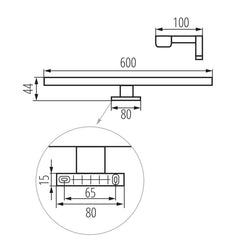 Svetilka pohištvena ASTIM LED 12W 1010lm 4000K IP44 600mm krom