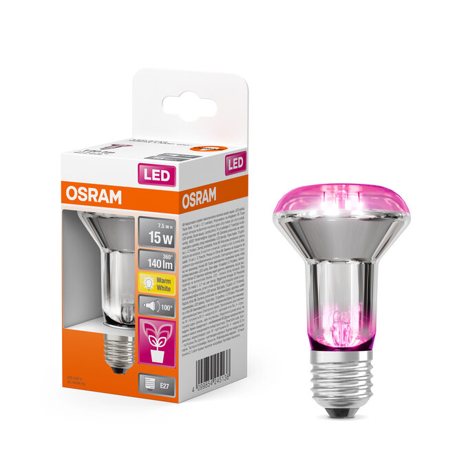 Žarnica za rastline Ledvance LED E27 7,5W=15W 1400K 140lm R63 LED Star Grow